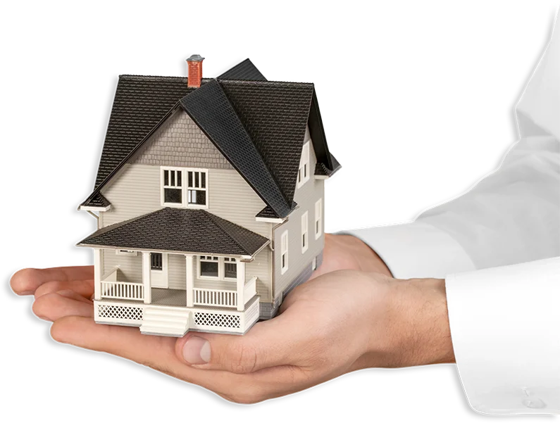 Property expert holding a house model